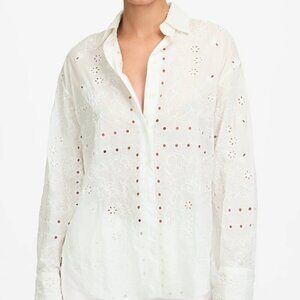 Madewell Embroidered Oversized Button-Up Shirt Size Small